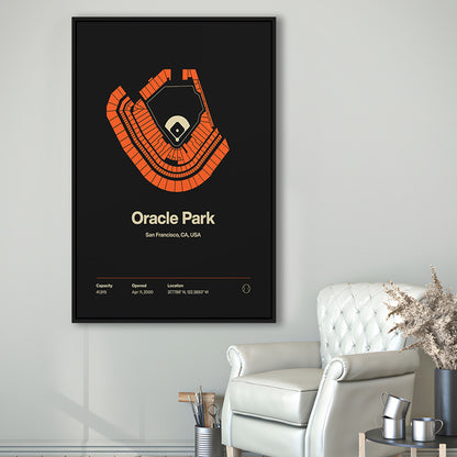 San Francisco Giants Stadium Print, Oracle Park Stadium Wall Art, Man Cave Gift, Floating Framed Canvas Print Wall Art
