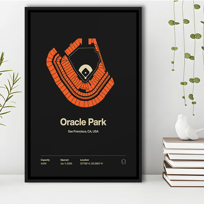 San Francisco Giants Stadium Print, Oracle Park Stadium Wall Art, Man Cave Gift, Floating Framed Canvas Print Wall Art