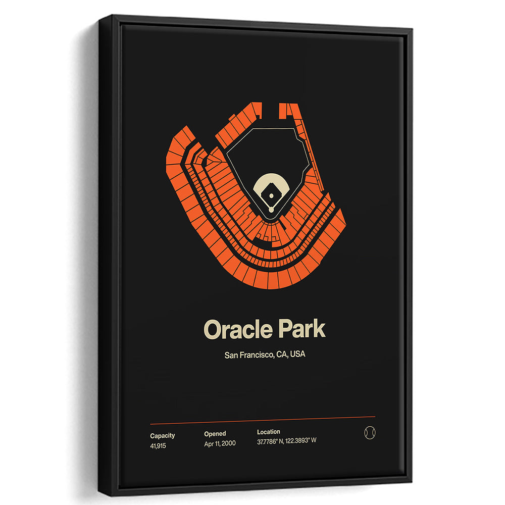 San Francisco Giants Stadium Print, Oracle Park Stadium Wall Art, Man Cave Gift, Floating Framed Canvas Print Wall Art
