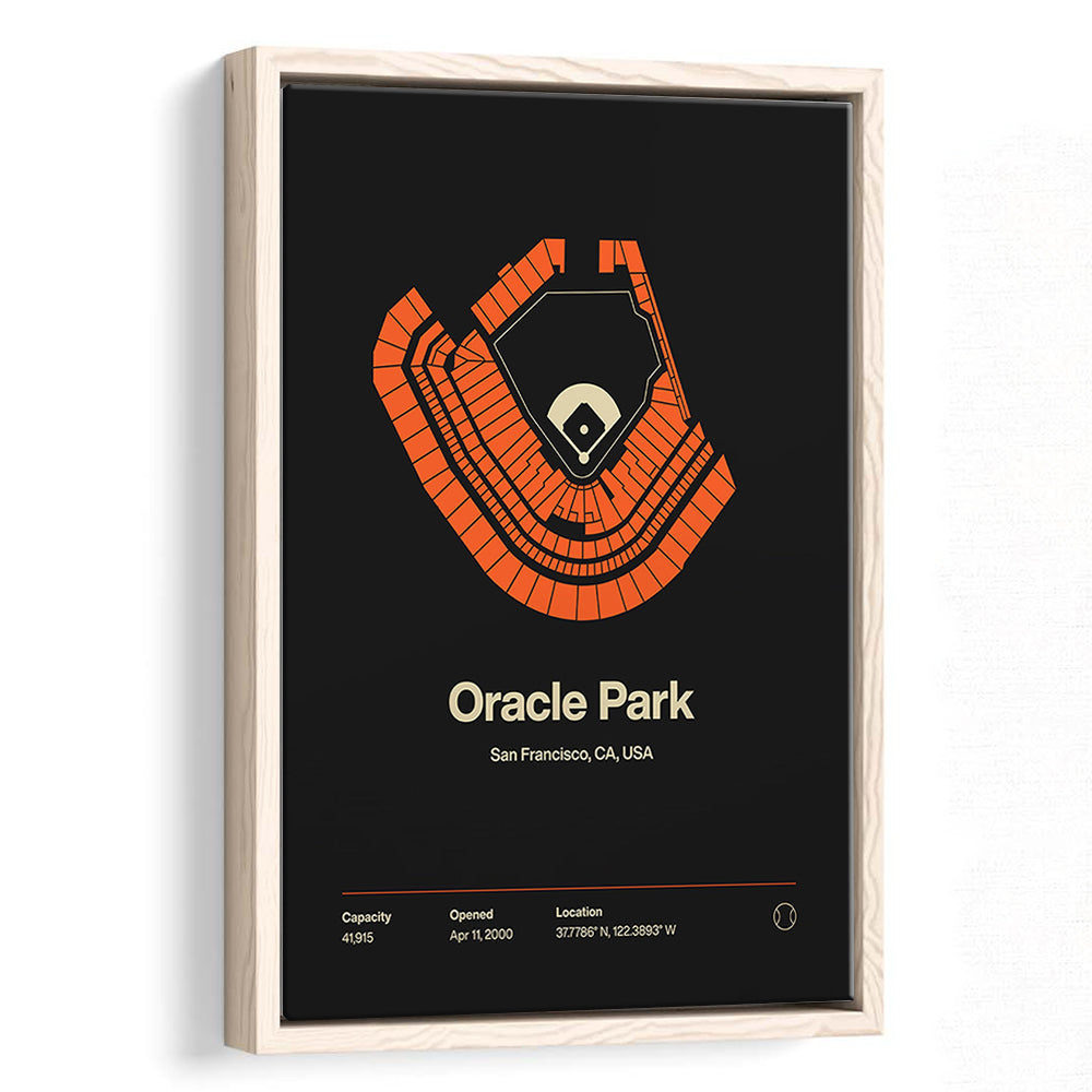 San Francisco Giants Stadium Print, Oracle Park Stadium Wall Art, Man Cave Gift, Floating Framed Canvas Print Wall Art