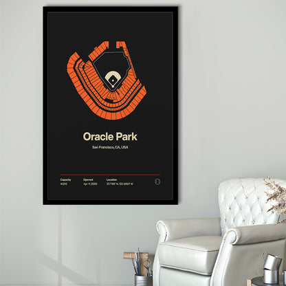 San Francisco Giants Stadium Print, Oracle Park Stadium Wall Art, Gifts for him, Sport Art, Framed Art Print Wall Decor