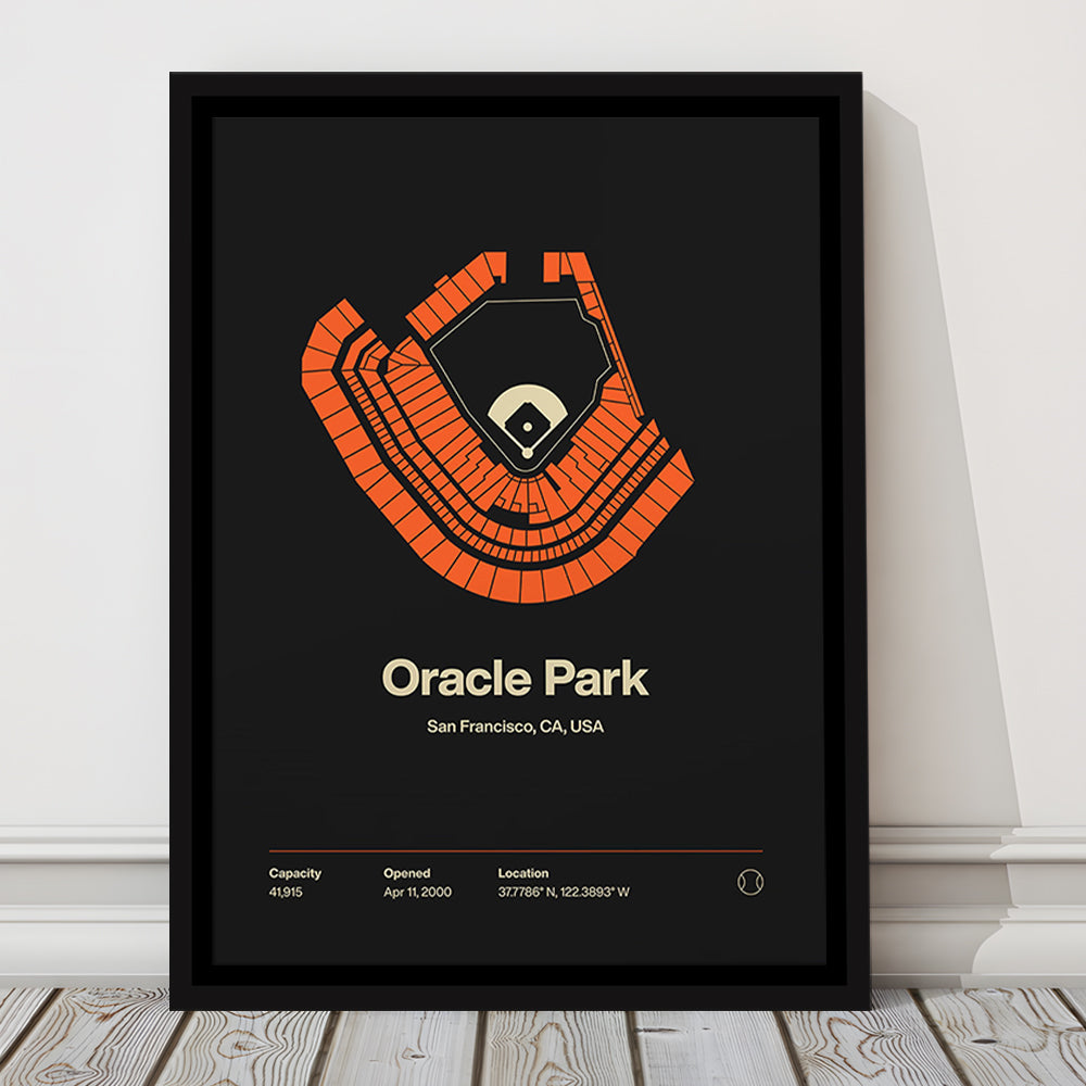 San Francisco Giants Stadium Print, Oracle Park Stadium Wall Art, Man Cave Gift, Floating Framed Canvas Print Wall Art