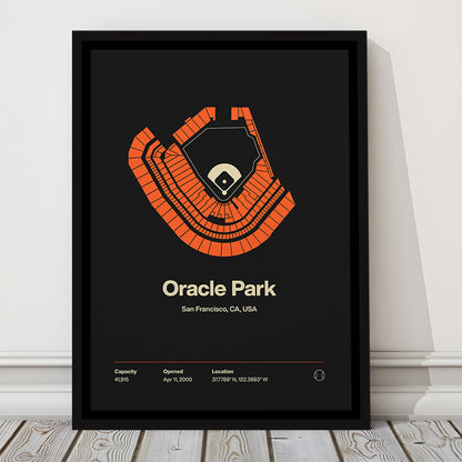 San Francisco Giants Stadium Print, Oracle Park Stadium Wall Art, Man Cave Gift, Floating Framed Canvas Print Wall Art