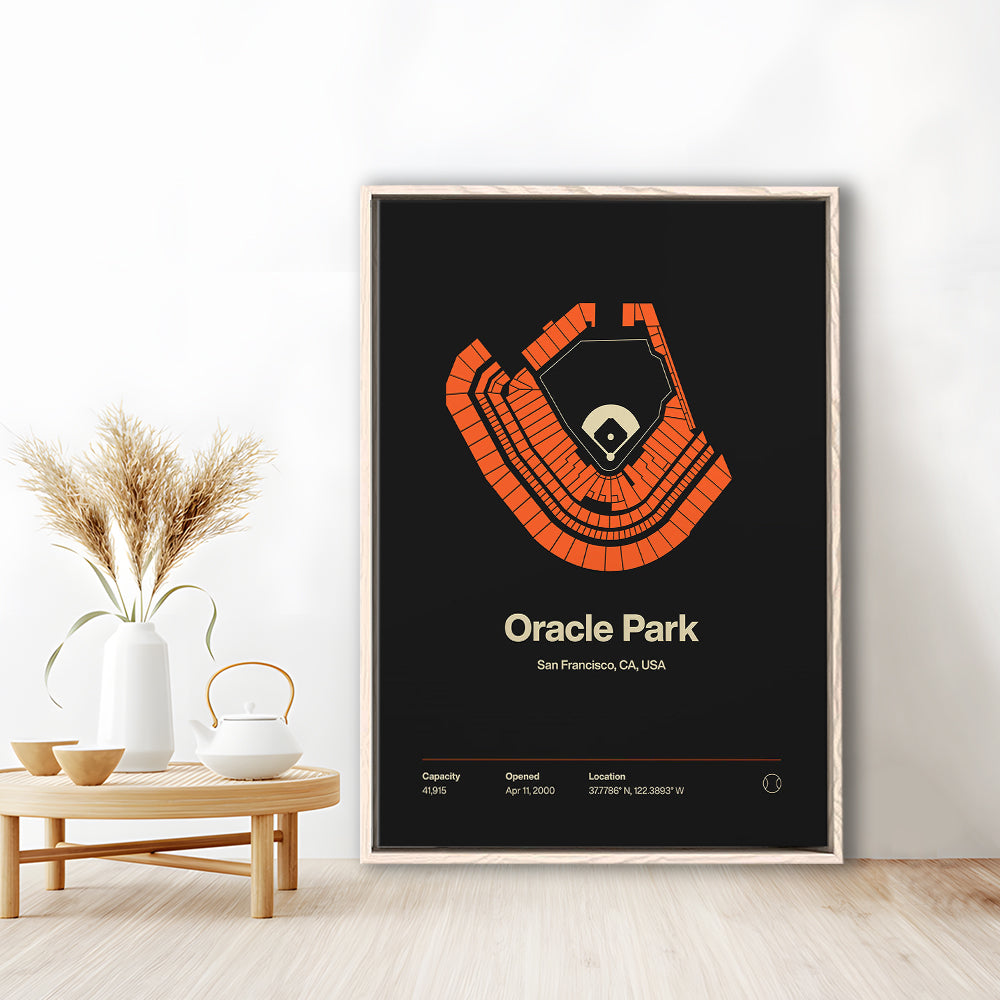 San Francisco Giants Stadium Print, Oracle Park Stadium Wall Art, Man Cave Gift, Floating Framed Canvas Print Wall Art