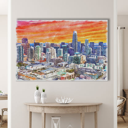 San Francisco Watercolor Painting Canvas, San Francisco California, Sport Art, Gifts for him, Canvas Print Wall Art