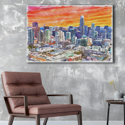 San Francisco Watercolor Painting Canvas, San Francisco California, Sport Art, Gifts for him, Canvas Print Wall Art