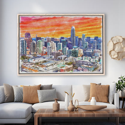 San Francisco Watercolor Painting Canvas, San Francisco California, Sport Gift Art, Framed Canvas Print Wall Art