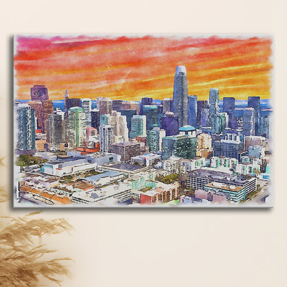 San Francisco Watercolor Painting Canvas, San Francisco California, Sport Art, Gifts for him, Canvas Print Wall Art