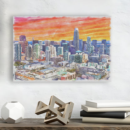 San Francisco Watercolor Painting Canvas, San Francisco California, Sport Art, Gifts for him, Canvas Print Wall Art