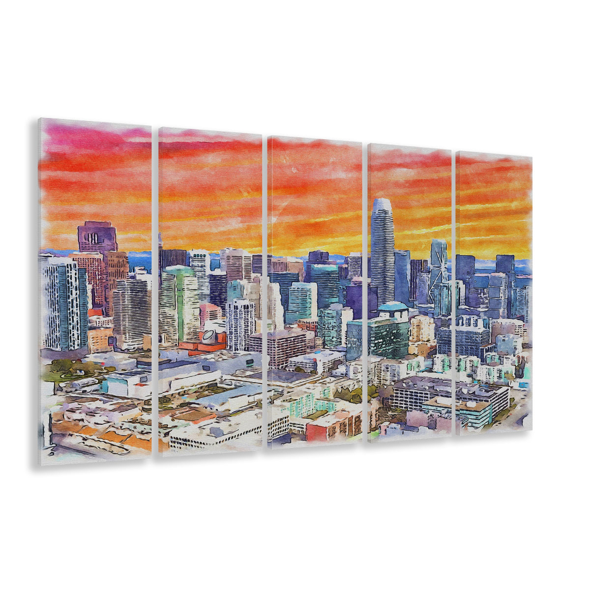 San Francisco Watercolor Painting Canvas, San Francisco California, Sport Art, Extra Large Canvas Print Wall Art