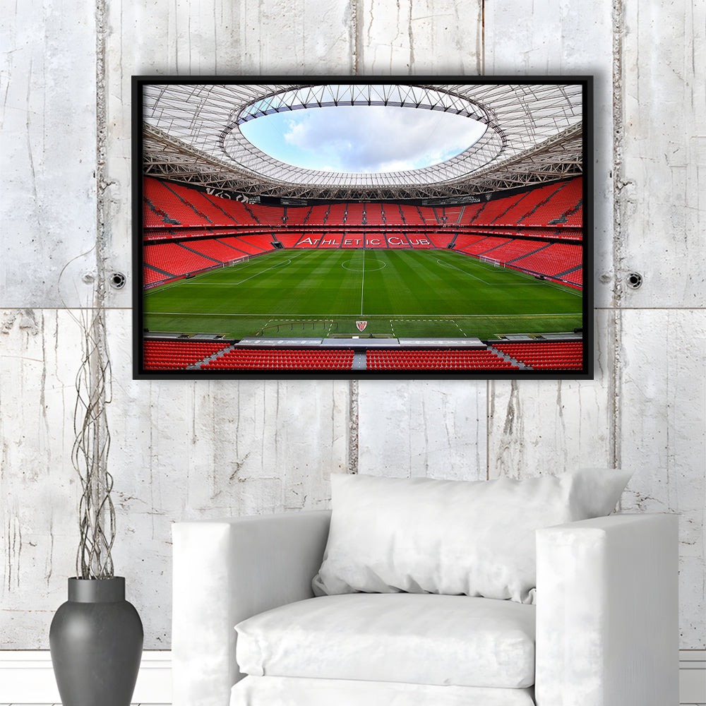 San Mames Stadium, Stadium Canvas, Sport Art, Framed Canvas Print Wall Art, Floating Frame