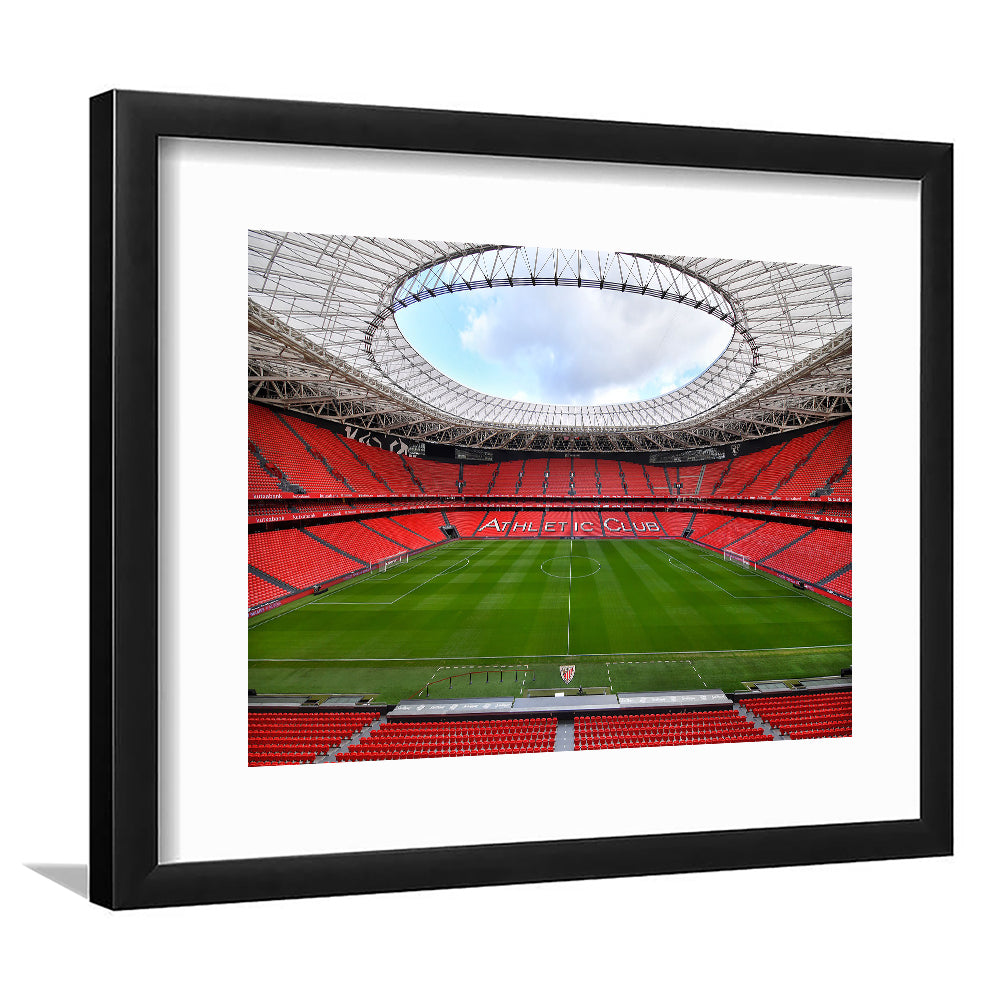 San Mames Stadium, Stadium Canvas, Sport Art, Gift for him, White Border Framed Art Print Wall Decor