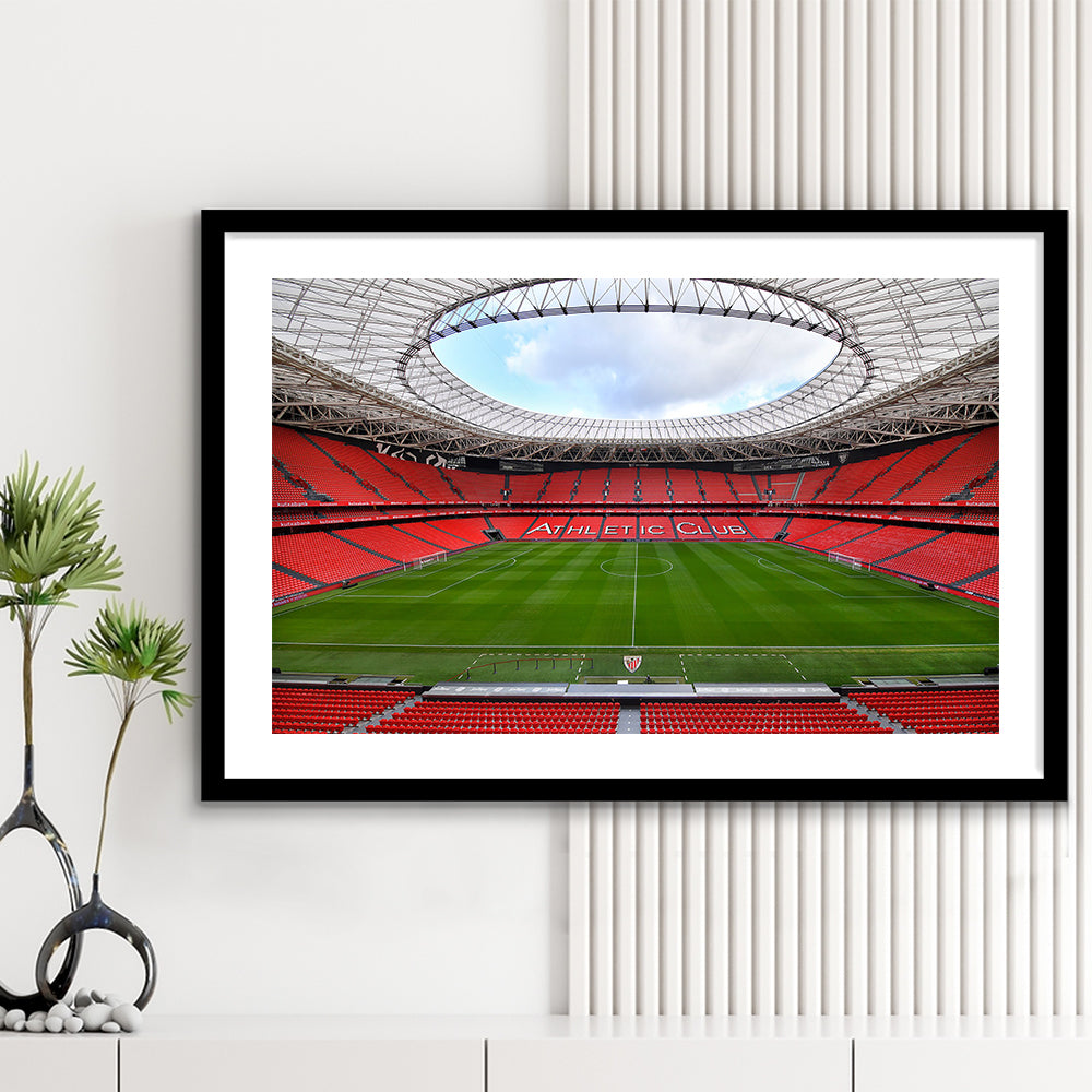 San Mames Stadium, Stadium Canvas, Sport Art, Gift for him, White Border Framed Art Print Wall Decor