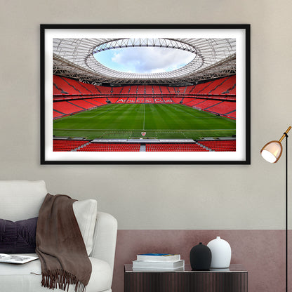 San Mames Stadium, Stadium Canvas, Sport Art, Gift for him, White Border Framed Art Print Wall Decor
