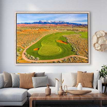 Sand Hollow Golf Course, Hole 4 Fine Art, Floating Framed Canvas Print Wall Art