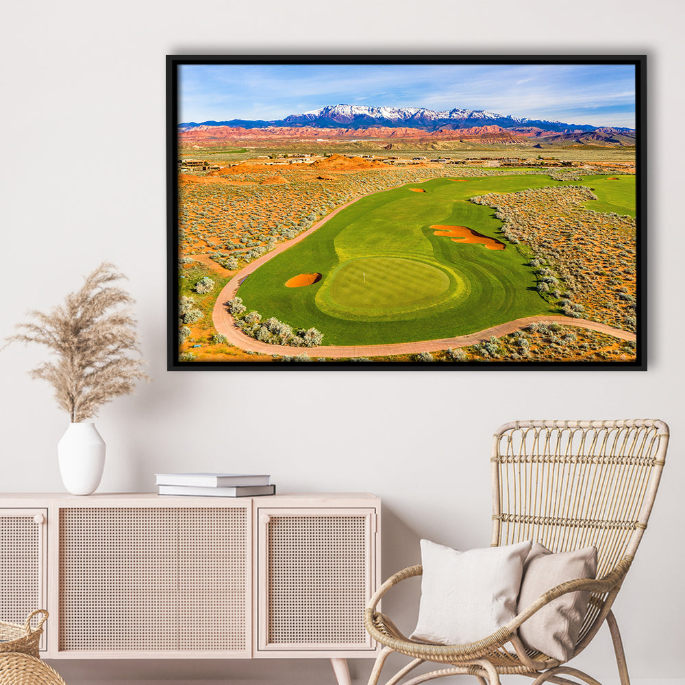 Sand Hollow Golf Course, Hole 4 Fine Art, Floating Framed Canvas Print Wall Art