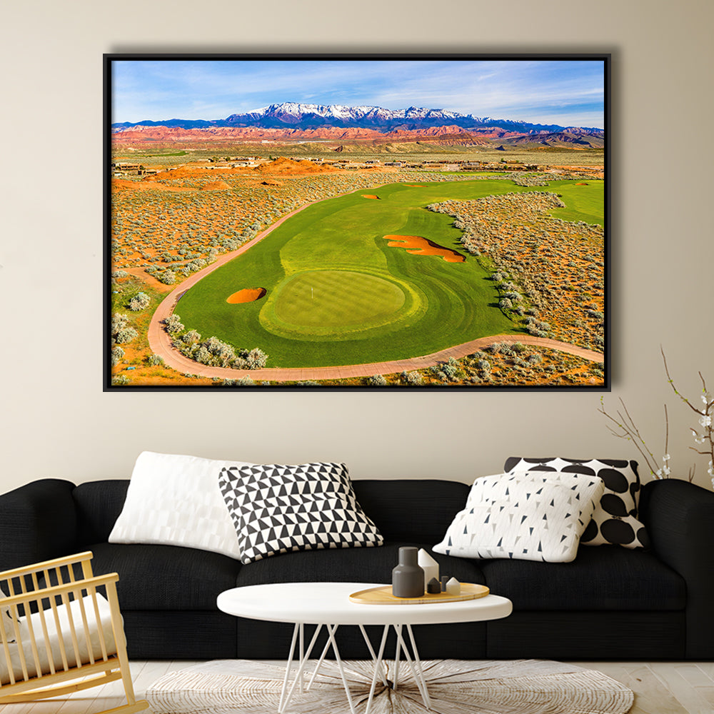 Sand Hollow Golf Course, Hole 4 Fine Art, Floating Framed Canvas Print Wall Art