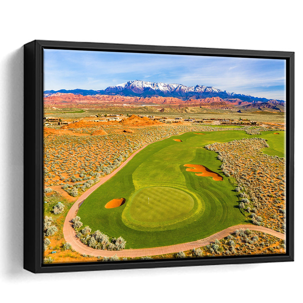 Sand Hollow Golf Course, Hole 4 Fine Art, Floating Framed Canvas Print Wall Art