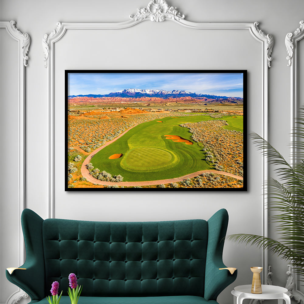 Sand Hollow Golf Course, Hole 4 Fine Art, Framed Art Print Wall Decor, Picture Framed
