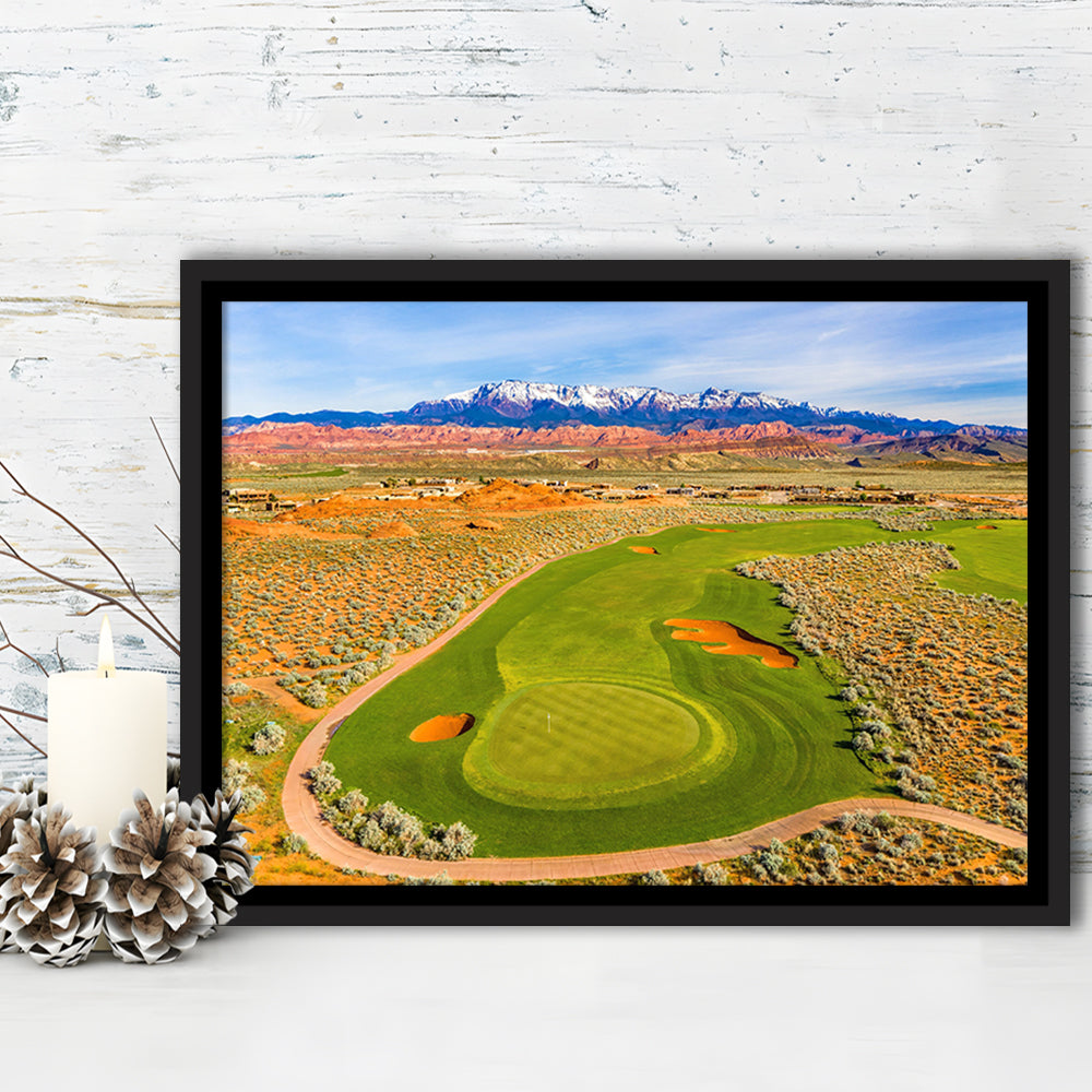Sand Hollow Golf Course, Hole 4 Fine Art, Floating Framed Canvas Print Wall Art