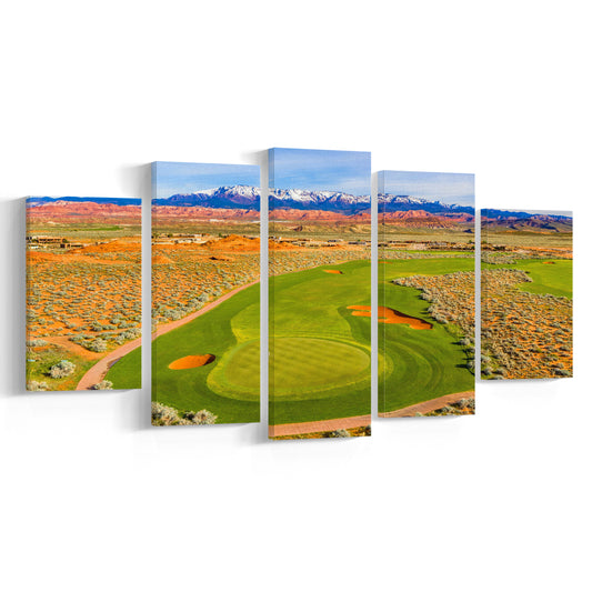 Sand Hollow Golf Course, Hole 4 Fine Art, Golf Art Print, 5 Pieces Mixed Canvas Print Wall Art