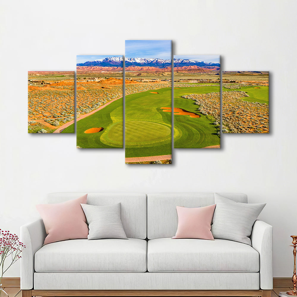 Sand Hollow Golf Course, Hole 4 Fine Art, Golf Art Print, 5 Pieces Mixed Canvas Print Wall Art
