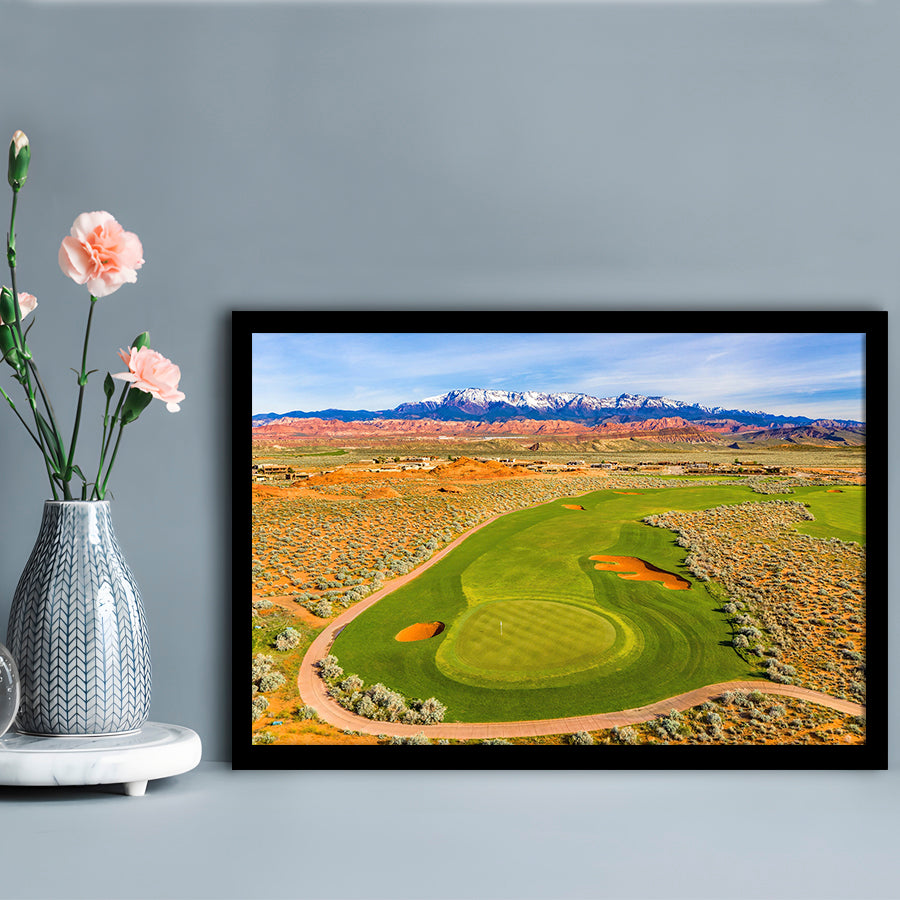 Sand Hollow Golf Course, Hole 4 Fine Art, Framed Art Print Wall Decor, Picture Framed