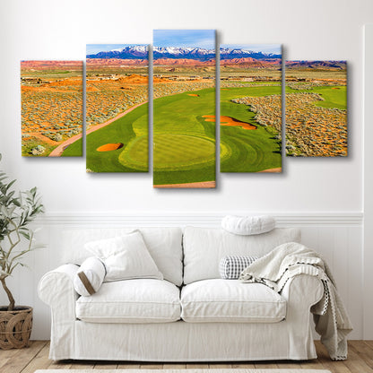 Sand Hollow Golf Course, Hole 4 Fine Art, Golf Art Print, 5 Pieces Mixed Canvas Print Wall Art