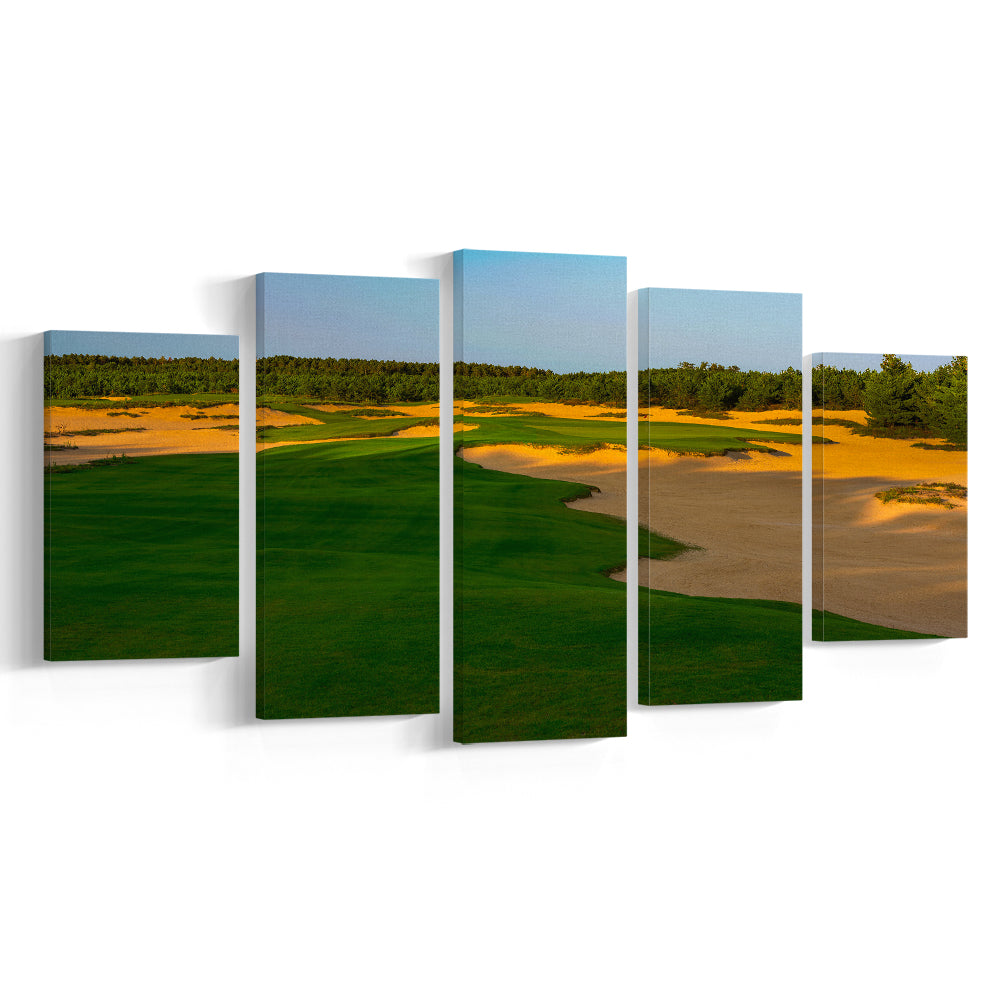Sand Valley Golf Resort, Mammoth Dunes Course Hole 07, Nekoosa, Wisconsin, 5 Pieces Mixed Canvas Print Wall Art