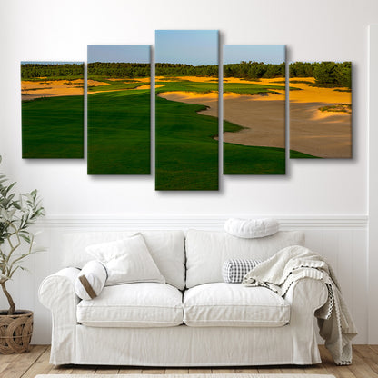 Sand Valley Golf Resort, Mammoth Dunes Course Hole 07, Nekoosa, Wisconsin, 5 Pieces Mixed Canvas Print Wall Art