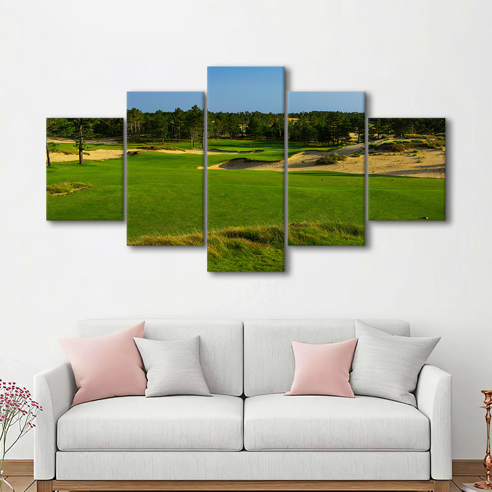 Sand Valley Golf Resort, Mammoth Dunes Course Hole 16, Nekoosa, Wisconsin, 5 Pieces Mixed Canvas Print Wall Art