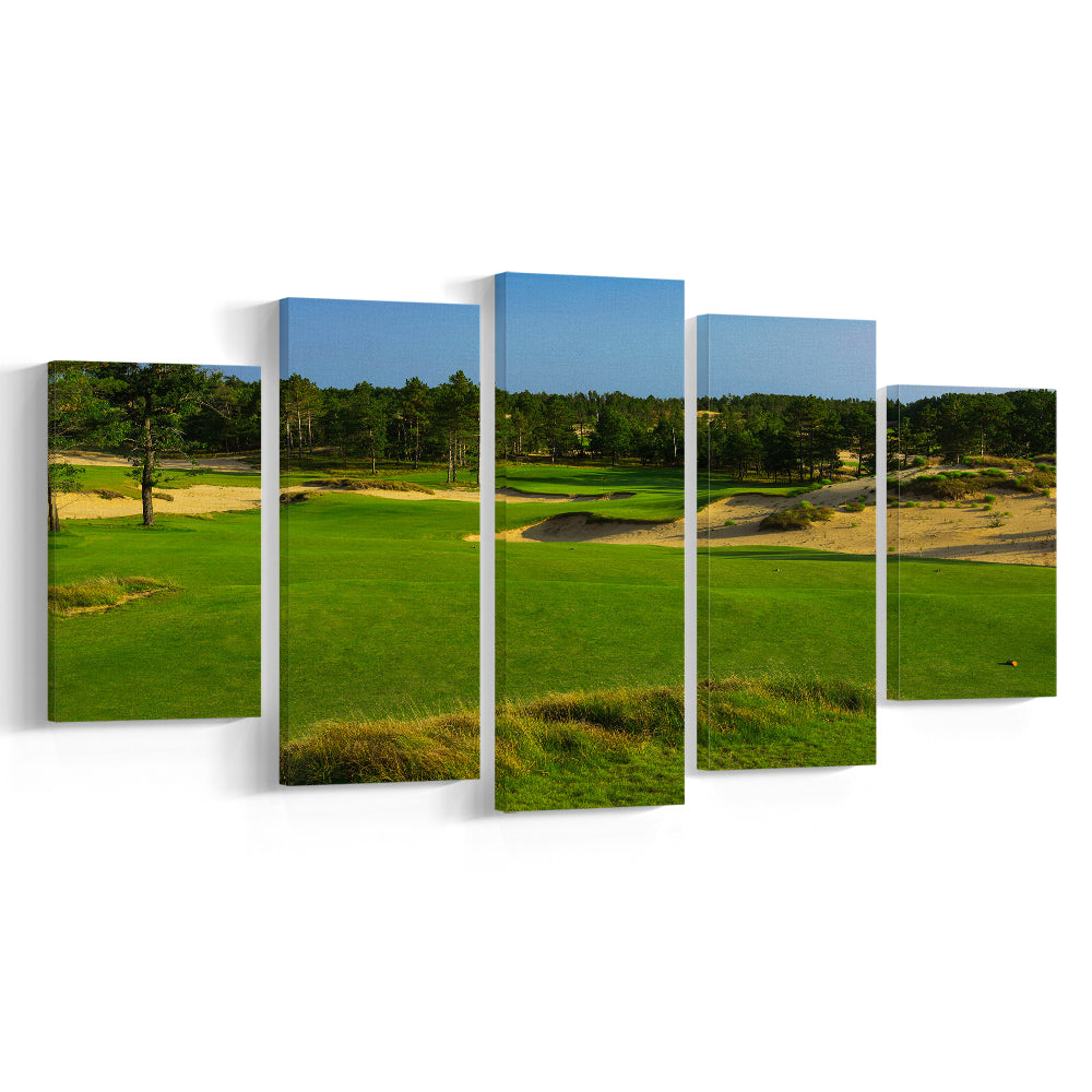 Sand Valley Golf Resort, Mammoth Dunes Course Hole 16, Nekoosa, Wisconsin, 5 Pieces Mixed Canvas Print Wall Art