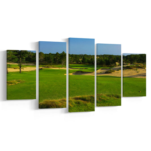 Sand Valley Golf Resort, Mammoth Dunes Course Hole 16, Nekoosa, Wisconsin, 5 Pieces Mixed Canvas Print Wall Art