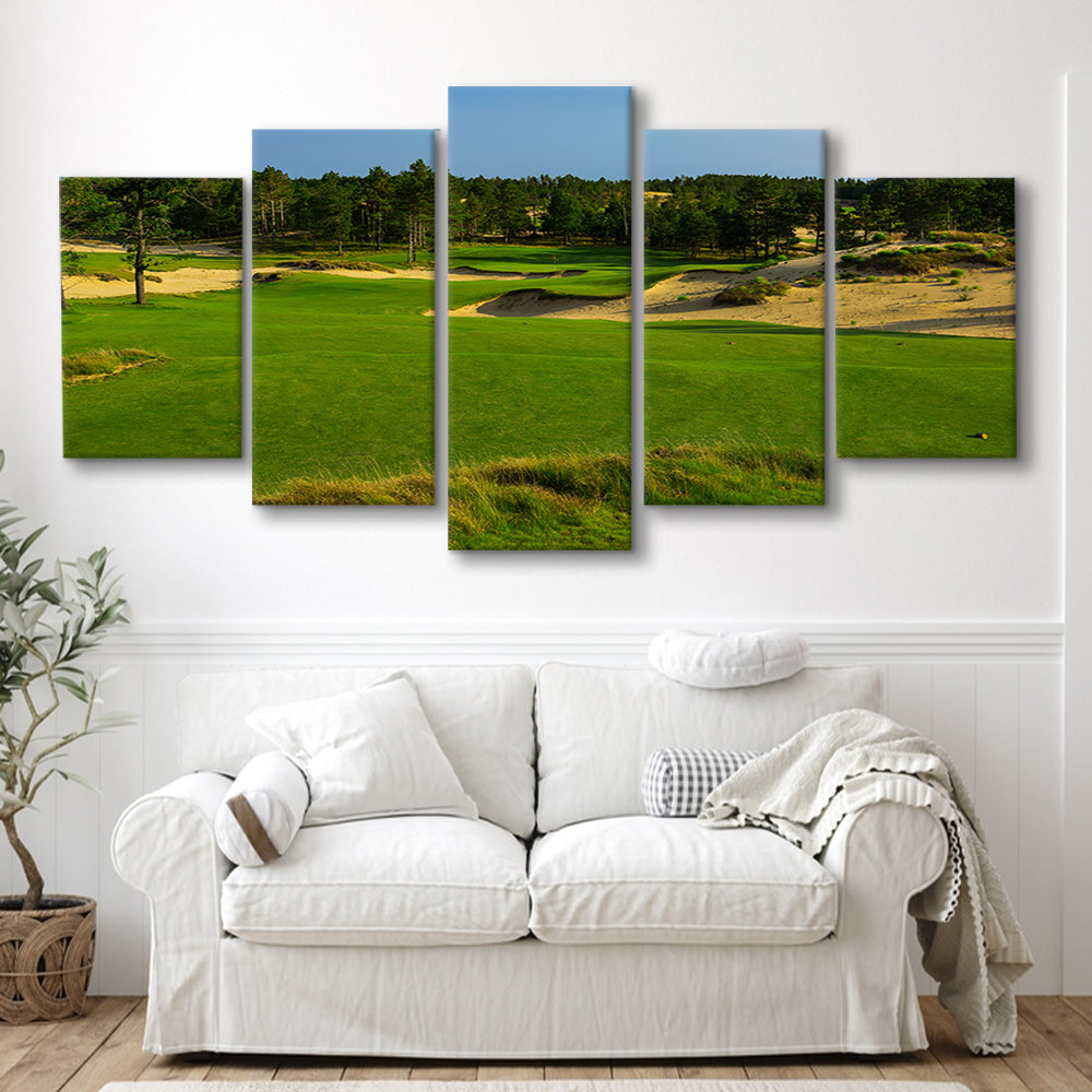 Sand Valley Golf Resort, Mammoth Dunes Course Hole 16, Nekoosa, Wisconsin, 5 Pieces Mixed Canvas Print Wall Art