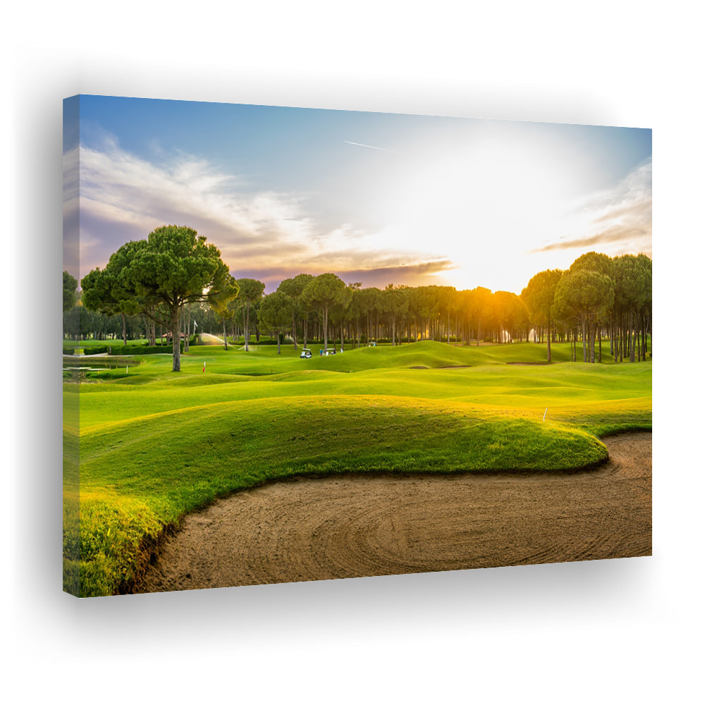 Sand Bunker On A Golf Course During Sunset Belek Turkey, Golf Art Print,Gifts Golf Lover