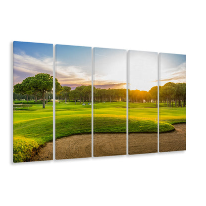 Sand Bunker On A Golf Course During Sunset Belek Turkey, Golf Art Print, Extra Large Canvas Print Wall Art