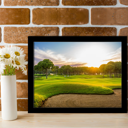 Sand Bunker On A Golf Course During Sunset Belek Turkey, Framed Art Print Wall Decor, Picture Framed