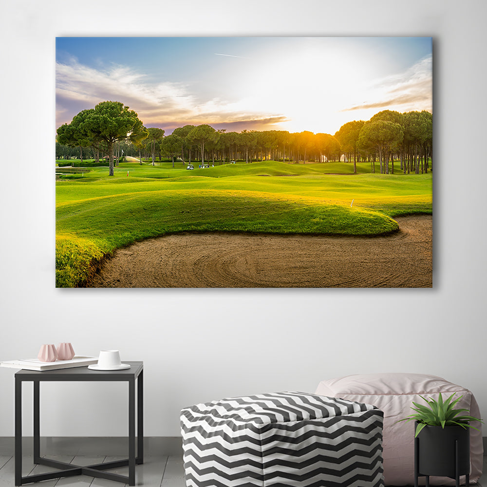 Sand Bunker On A Golf Course During Sunset Belek Turkey, Golf Art Print,Gifts Golf Lover