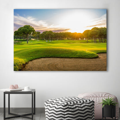 Sand Bunker On A Golf Course During Sunset Belek Turkey, Golf Art Print,Gifts Golf Lover
