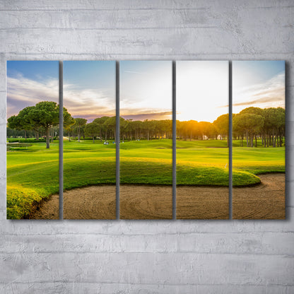 Sand Bunker On A Golf Course During Sunset Belek Turkey, Golf Art Print, Extra Large Canvas Print Wall Art