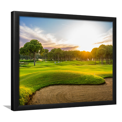 Sand Bunker On A Golf Course During Sunset Belek Turkey, Framed Art Print Wall Decor, Picture Framed