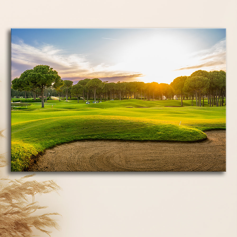 Sand Bunker On A Golf Course During Sunset Belek Turkey, Golf Art Print,Gifts Golf Lover