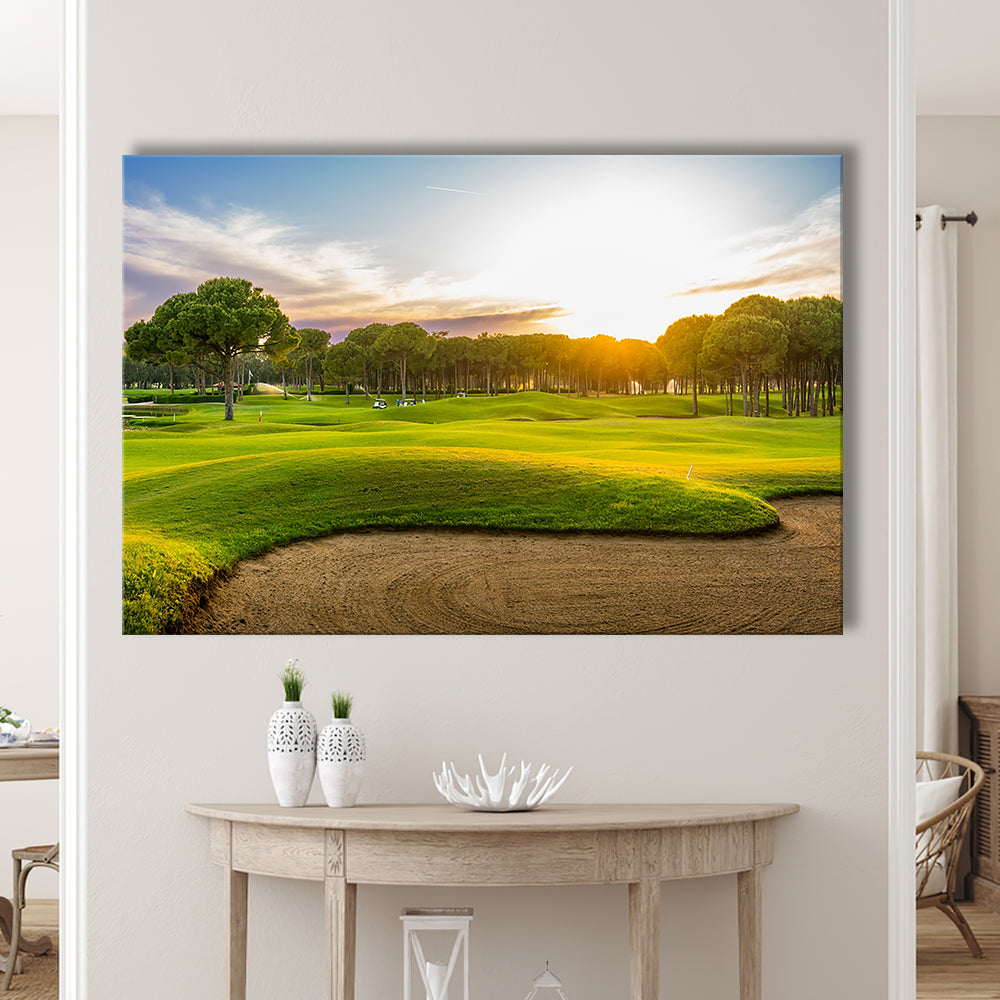 Sand Bunker On A Golf Course During Sunset Belek Turkey, Golf Art Print,Gifts Golf Lover