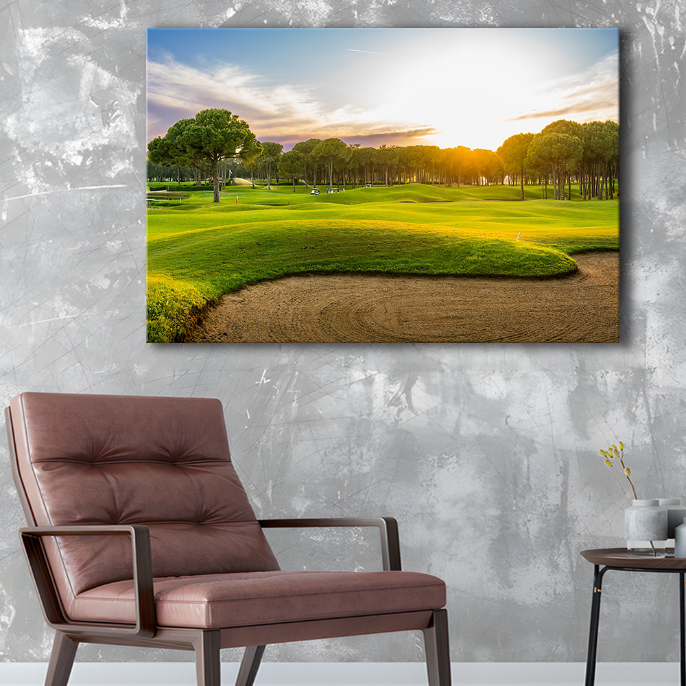 Sand Bunker On A Golf Course During Sunset Belek Turkey, Golf Art Print,Gifts Golf Lover