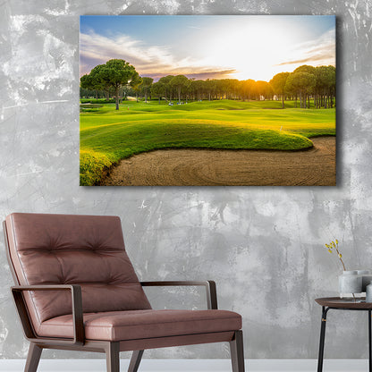 Sand Bunker On A Golf Course During Sunset Belek Turkey, Golf Art Print,Gifts Golf Lover