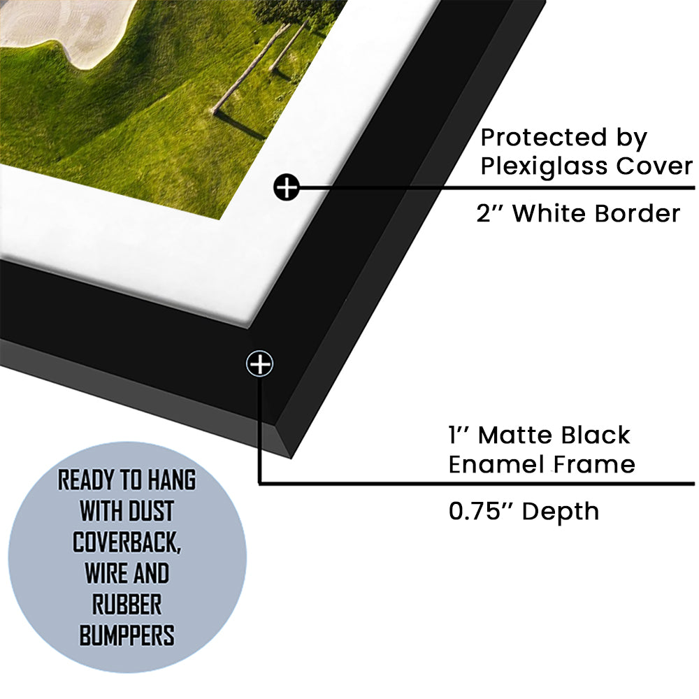 Sand Pits On A Golf Course From Above, Goft Art Print, Framed Art Print White Border Wall Decor