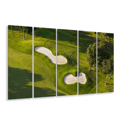 Sand Pits On A Golf Course From Above, Golf Art Print, Extra Large Canvas Print Wall Art