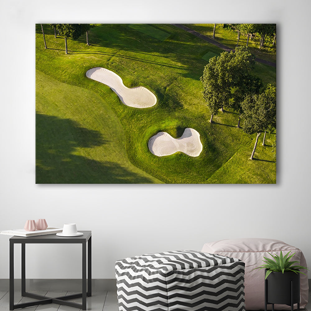 Sand Pits On A Golf Course From Above, Golf Art Print,Gifts Golf Lover