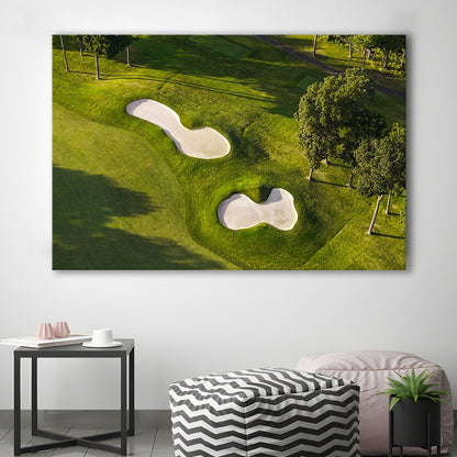 Sand Pits On A Golf Course From Above, Golf Art Print,Gifts Golf Lover