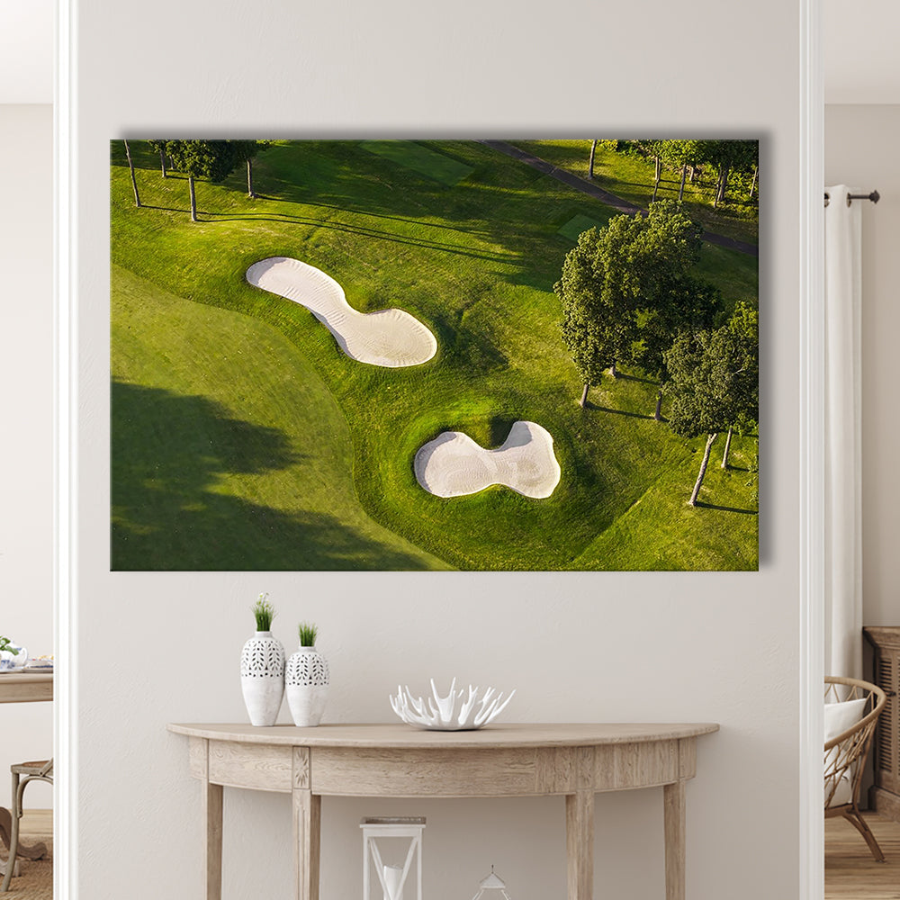 Sand Pits On A Golf Course From Above, Golf Art Print,Gifts Golf Lover